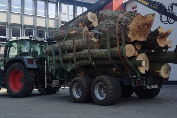 Fendt 411 mit Oehler Kranrückewagen (13 t)